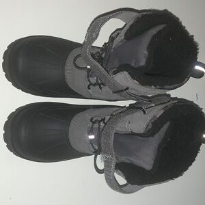 Khombu Black and Gray Rain & Snow Boots with Fur Lining